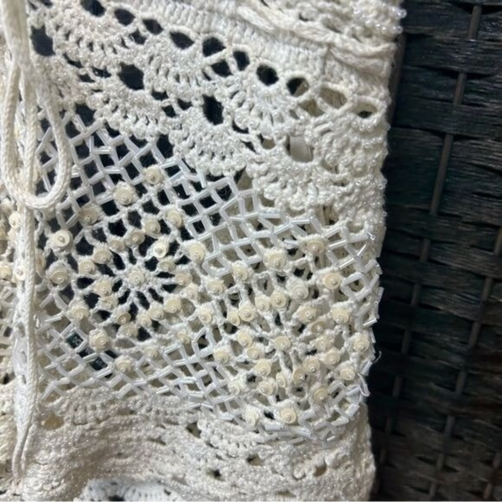 Y2K vintage Coolwear crochet & beaded halter sweater small medium in white - Picture 6 of 12